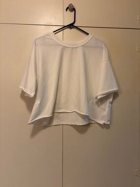 Cropped White Boxy Tee - Casual Women's Crop Top